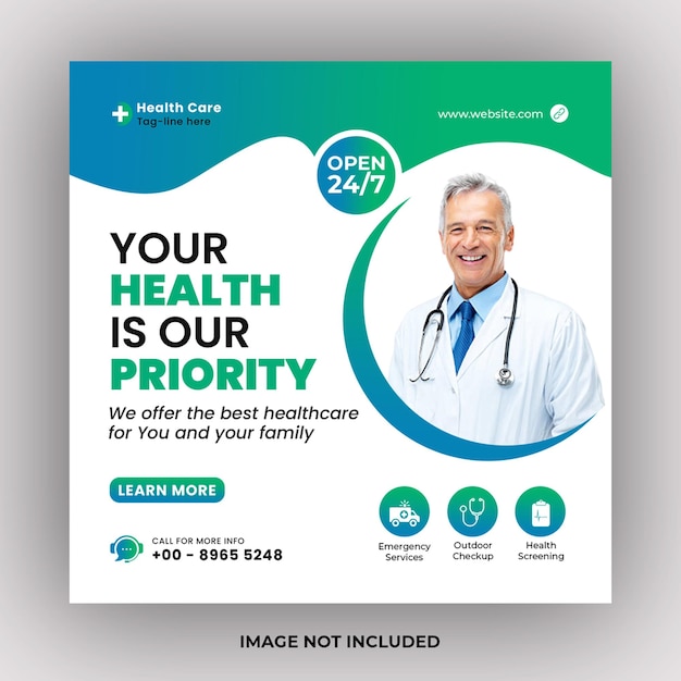 Medical healthcare flyer social media post web banner