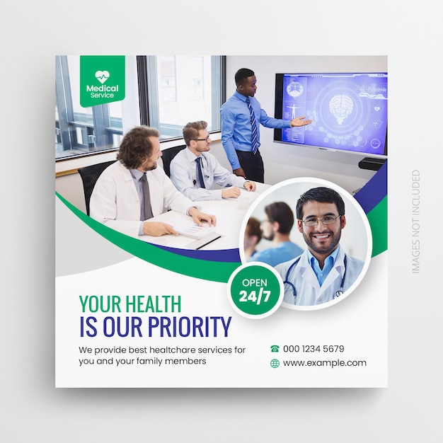 Medical healthcare flyer social media post web promotion banner template