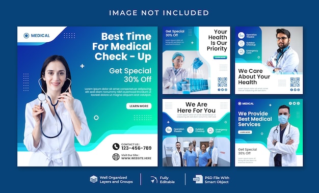 Medical and healthcare instagram post template