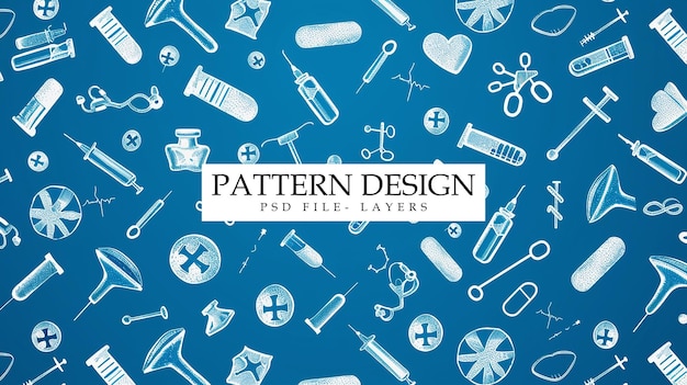 Medical and healthcare pattern design on a blue background