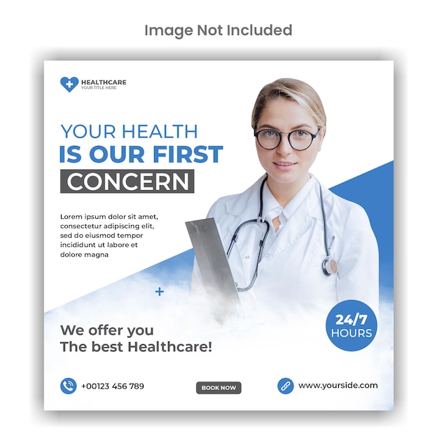 Medical and healthcare social media or instagram post template design