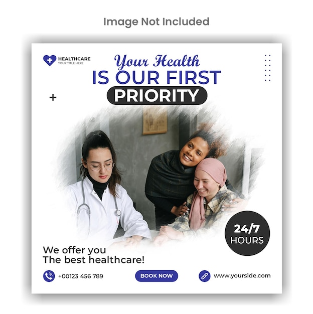 Medical and healthcare social media or instagram post template design