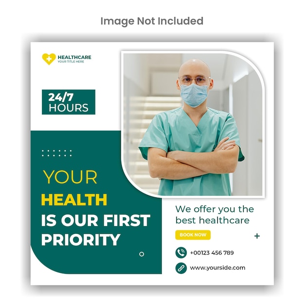 Medical healthcare social media or instagram post template design