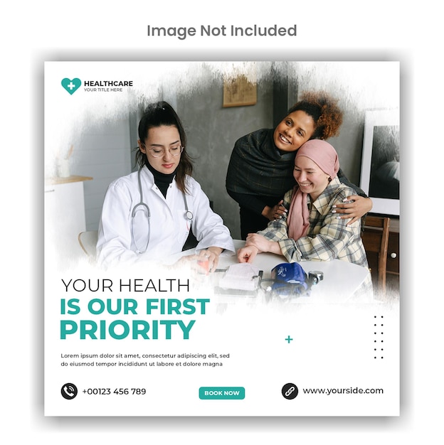 Medical healthcare social media or instagram post template design