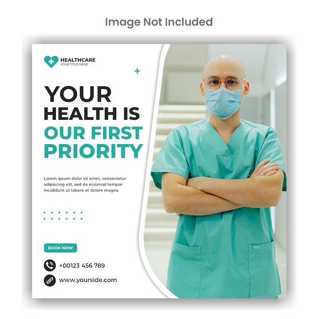 Medical healthcare social media or instagram post template design