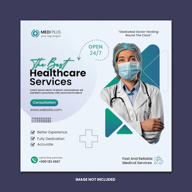 Medical healthcare social media post and web banner template