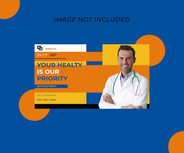 Medical healthcare social media post and web banner template