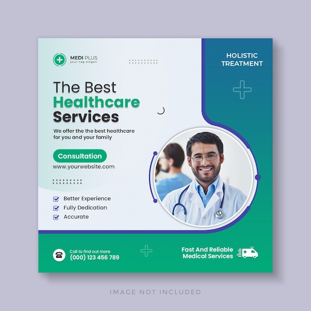 Medical healthcare social media post and web banner temple