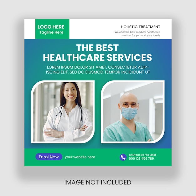 medical healthcare social media post web promotion banner and instagram post banner template for ads