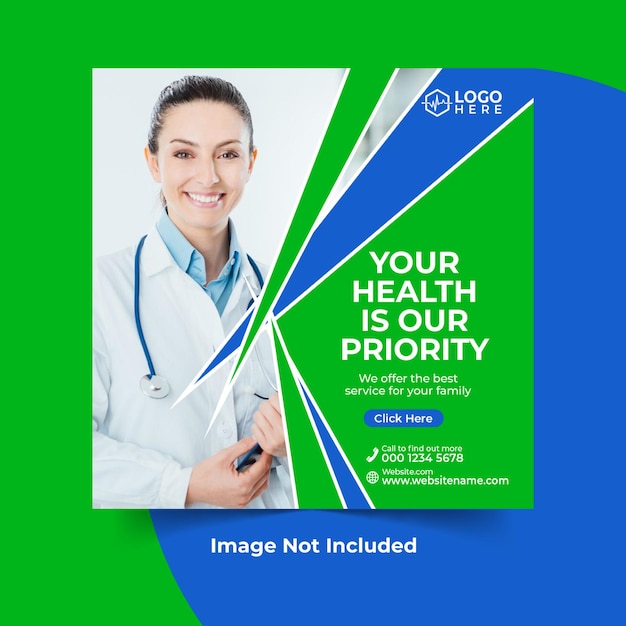 Medical healthcare social media post web promotion banner template