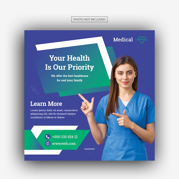 Medical healthcare social media post web promotion banner template