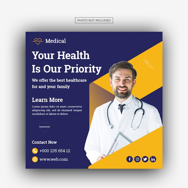 PSD medical healthcare social media post web promotion banner template