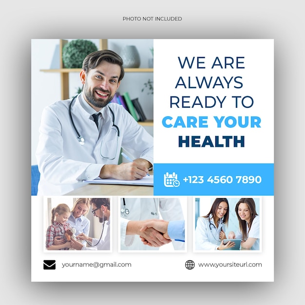 Medical Healthcare social medical banner  square Template