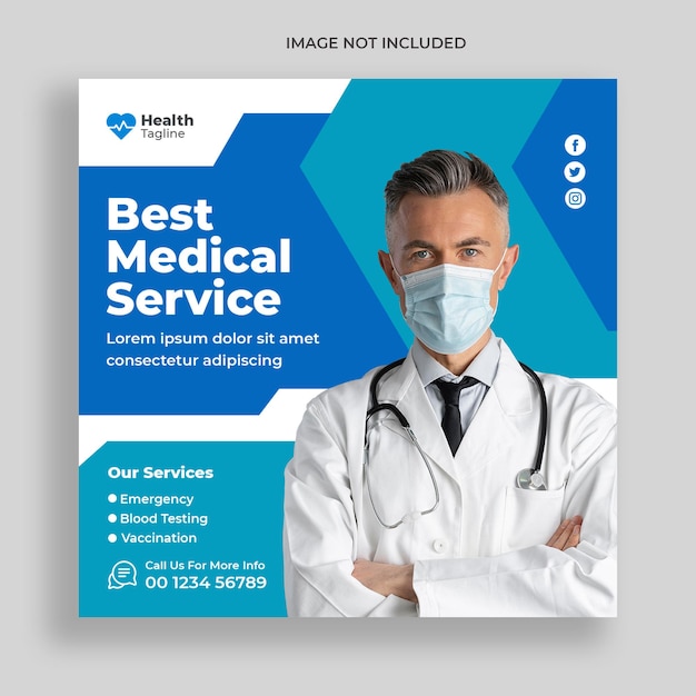 Medical healthcare square flyer social media post and web banner template