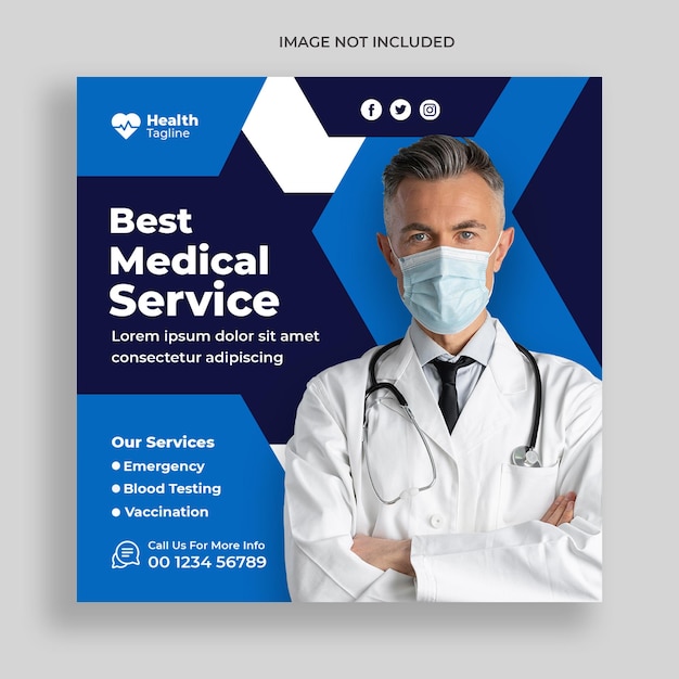 Medical healthcare square flyer social media post and web banner template