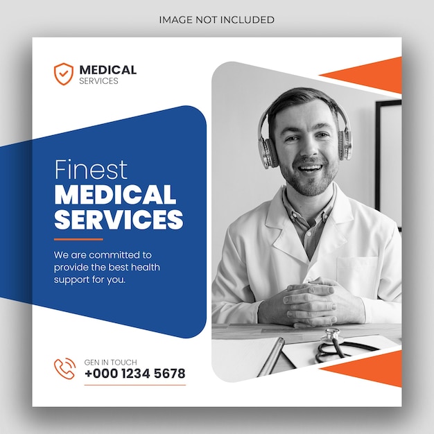 Medical healthcare square flyer social media post web promotion banner template