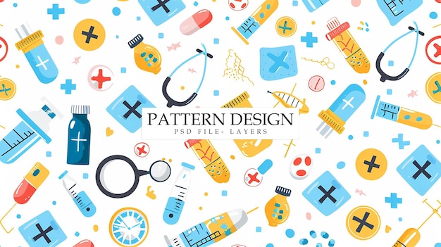 Medical and healthcarerelated colorful pattern design and medicine pattern background illustration