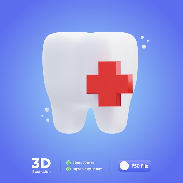 Medical icon tooth 3d illustration