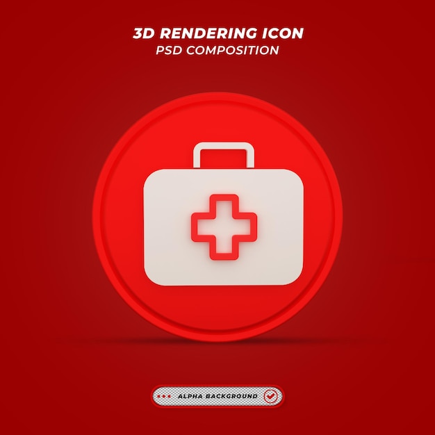 Medical Kit Icon in 3D Rendering