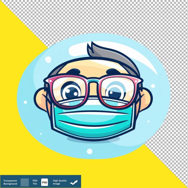 PSD medical mask cartoon vector icon transparent background png psd