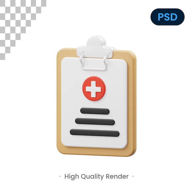 Medical Report 3D Icon Premium Psd