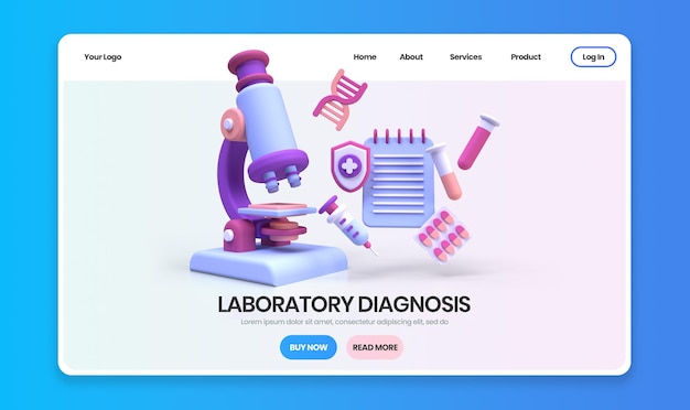 Medical research concept illustration Landing page template for background