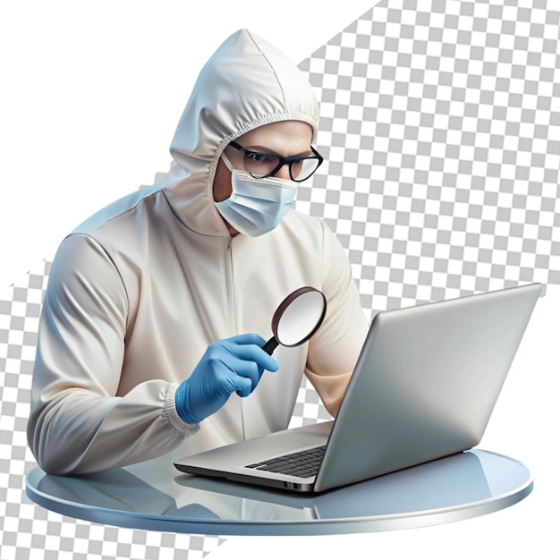 PSD medical scientist in ppe suit working with dna scan image typing