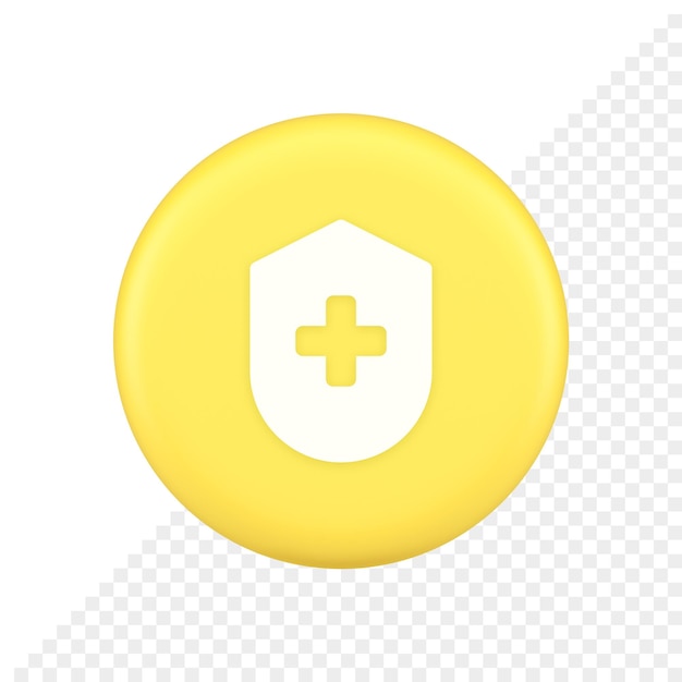 Medical secure shield check plus button approval confidential medicine protection 3d icon