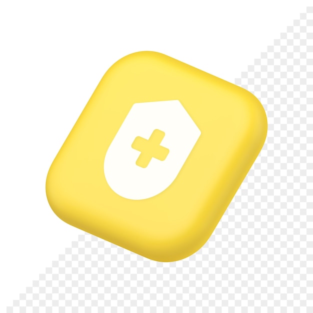 Medical secure shield check plus button approval confidential medicine protection 3d isometric icon