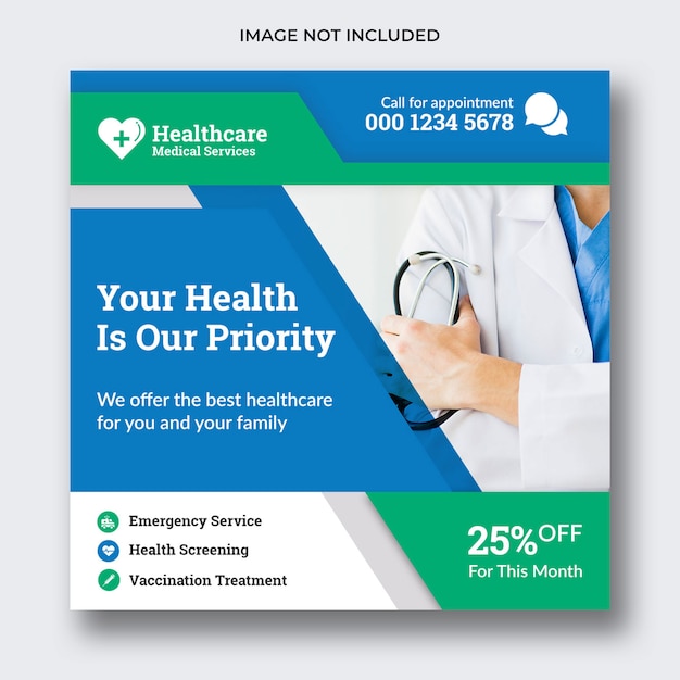 Medical social media banner or square flyer