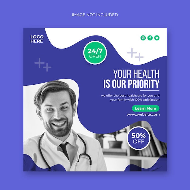 Medical social media post banner and web banner template