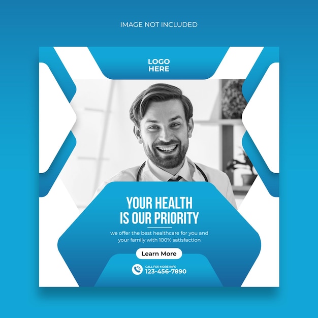 Medical social media post banner and web banner template