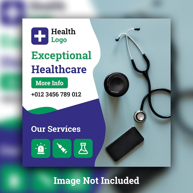 medical  social media square banner template