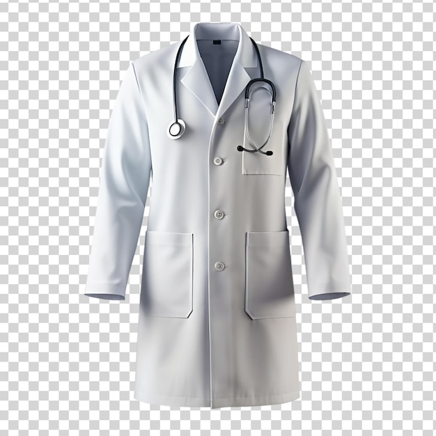 PSD medical white coat mock up isolated on transparent background