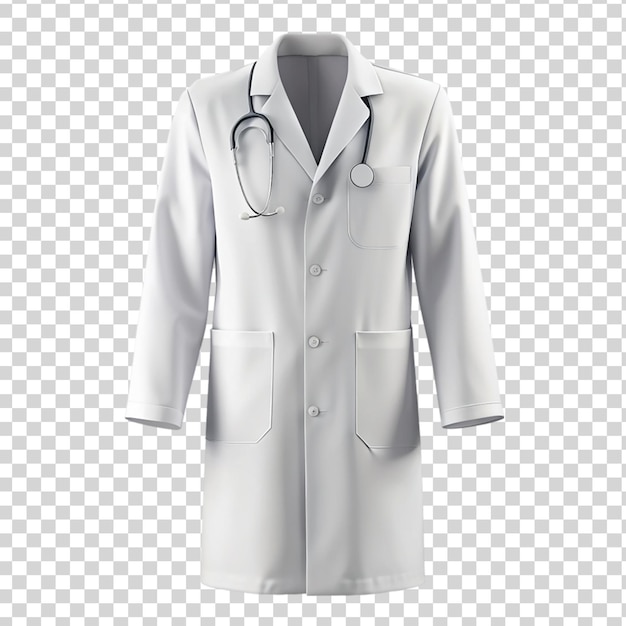 PSD medical white coat mock up isolated on transparent background