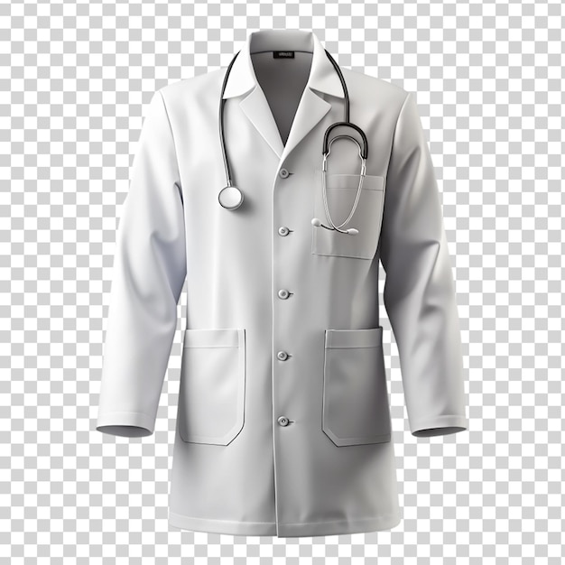 PSD medical white coat mock up isolated on transparent background