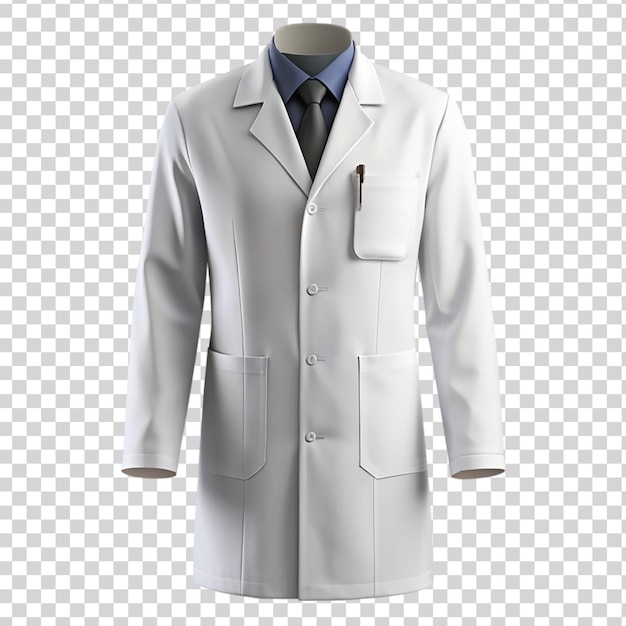 Medical white coat mock up Isolated on transparent background