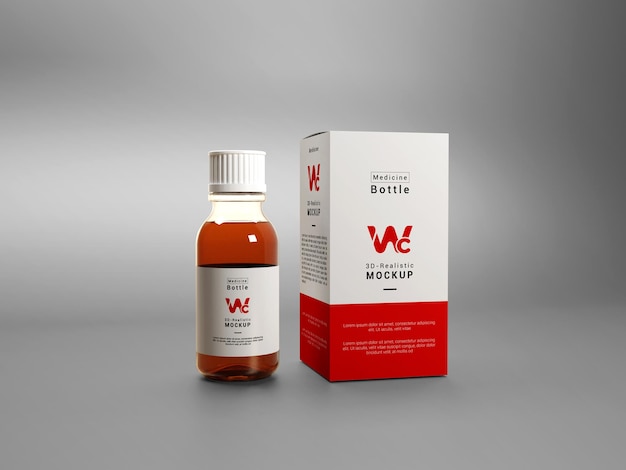 Medicine Bottle with Box Mockup