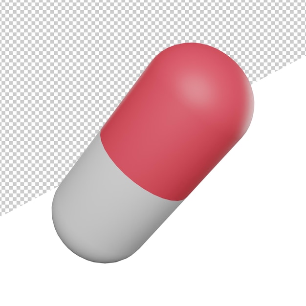 Medicine capsule side view 3d rendering illustration transparent background