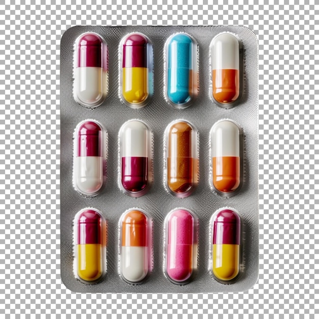 PSD medicine pills pack on transparent background ai generated