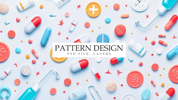 PSD medicine seamless pattern icons medical seamless pattern texture elements medical assistance back