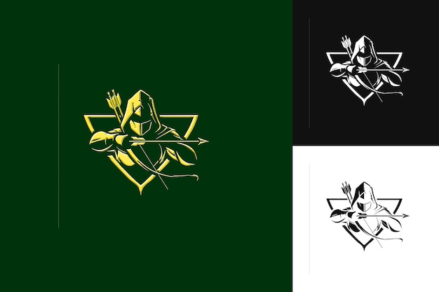 PSD medieval archer logo with a bow and arrow decorations with a abstract vector design collections