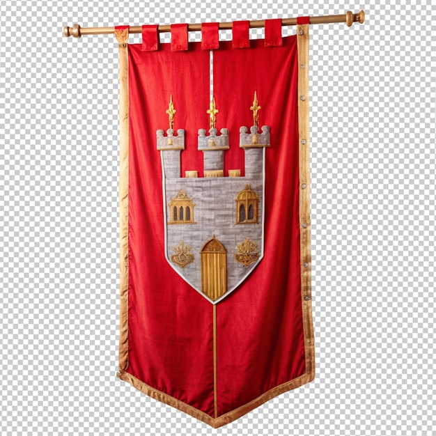 medieval battle flag on transparent background