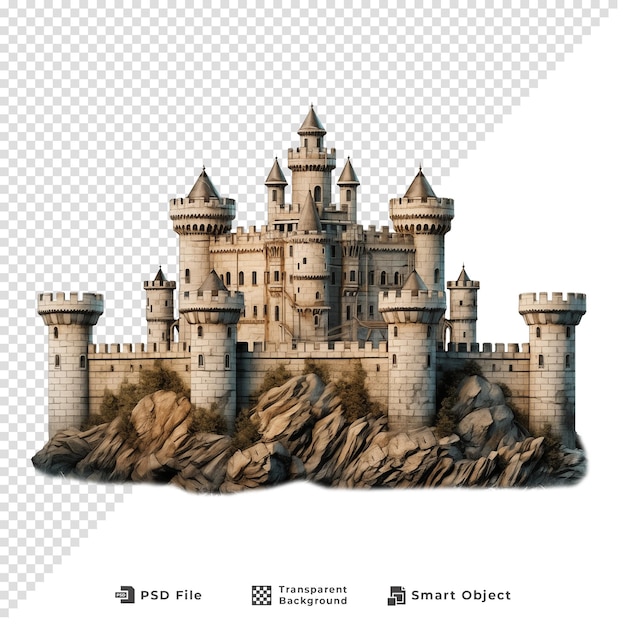 PSD medieval castle isolated on transparent background