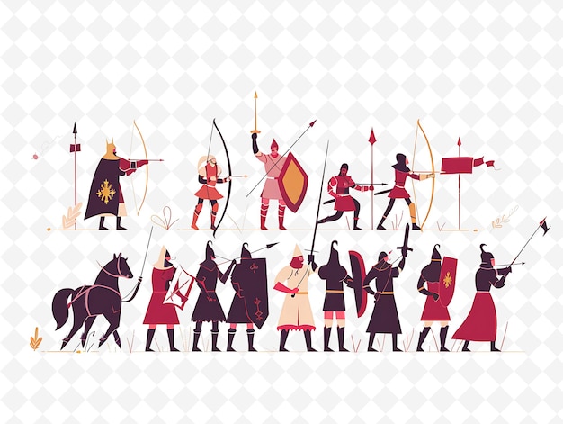 PSD medieval characters attending a tournament design is regal a flat illustration festival theme art