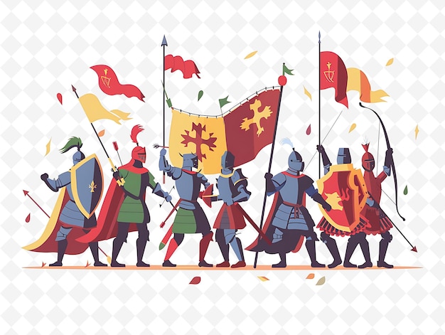 Medieval Characters Attending a Tournament Design Is Regal a Flat Illustration Festival Theme Art