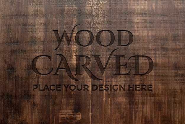 Medieval door logo mock-up with wooden effect