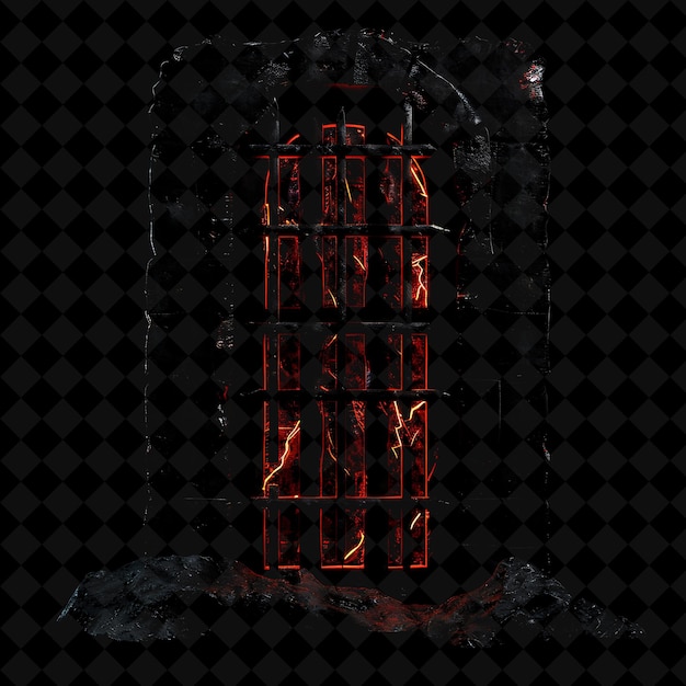 Medieval Dungeon Gate With Iron Bars and Torture Devices Mad PNG Y2K Shape Neon Color Collection