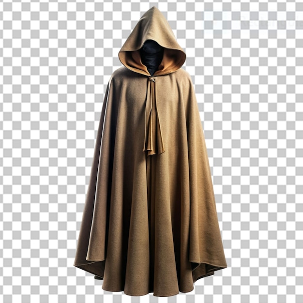 medieval hooded cloak on transparent background