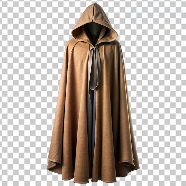 medieval hooded cloak on transparent background